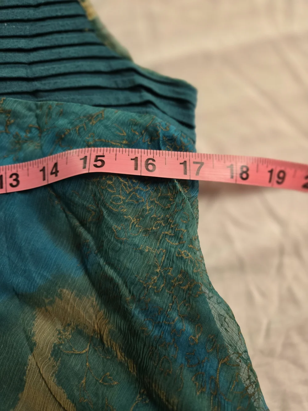 Sleeveless Teal Floral Chiffon Dress/Tunic with Embellished Neckline - Picture 9 of 14